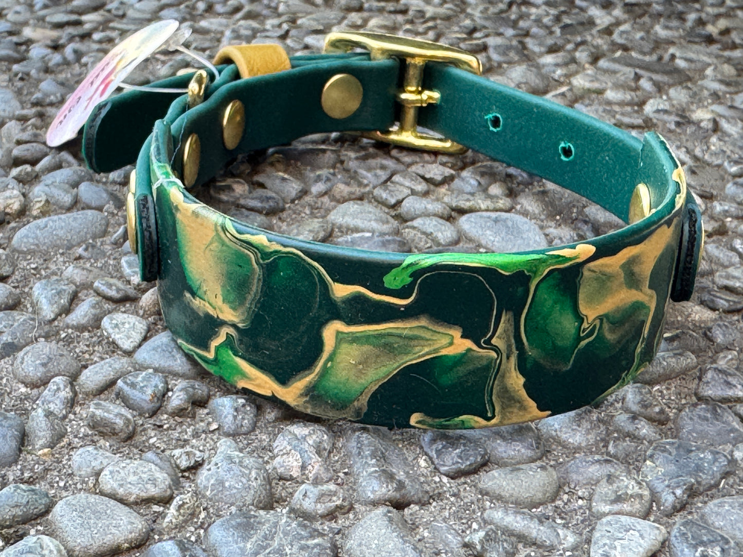 Pre-Made Small Marbled Painted BioThane Collar