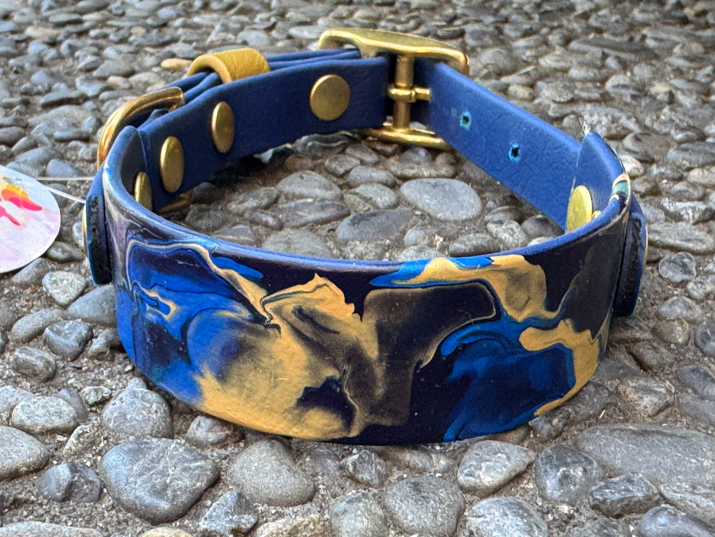 Pre-Made Small Marbled Painted BioThane Collar
