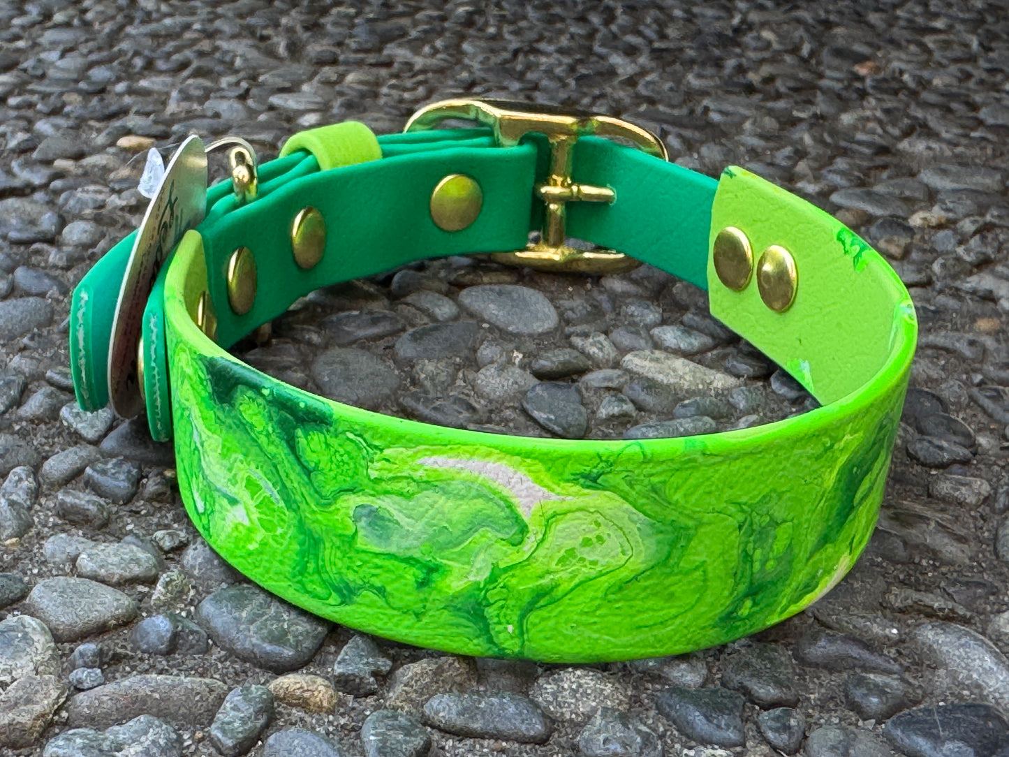 Pre-Made Medium Marbled Painted BioThane Collars