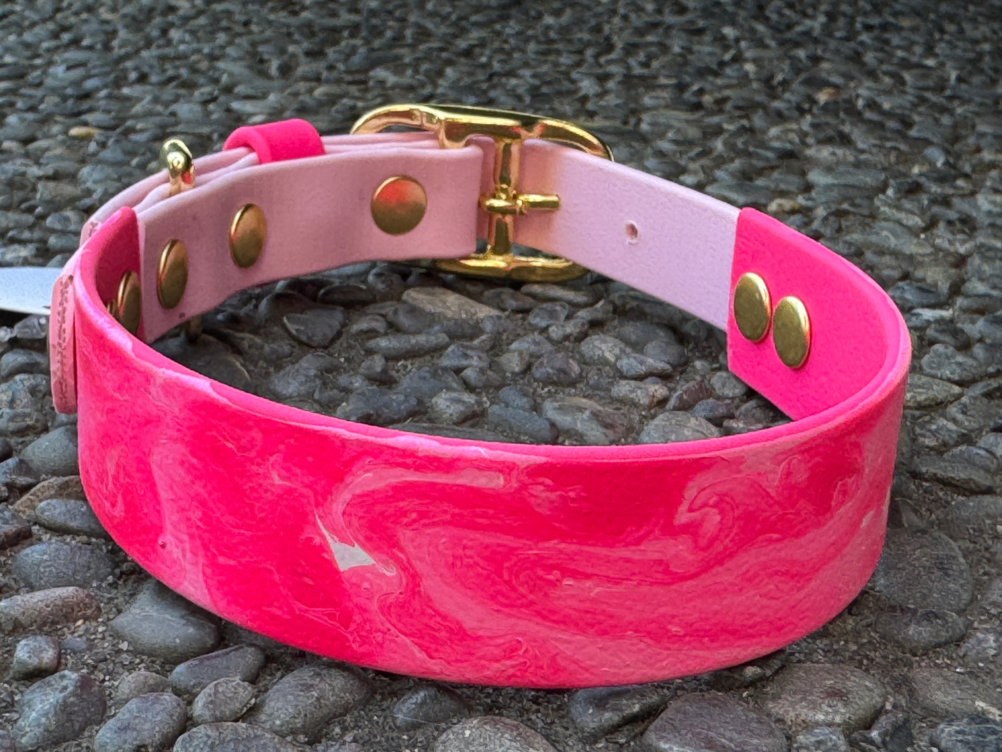Pre-Made Medium Marbled Painted BioThane Collars