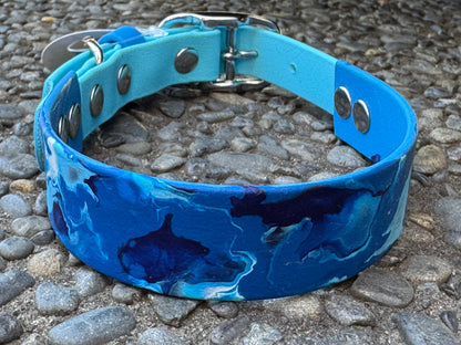 Pre-Made Medium Marbled Painted BioThane Collars