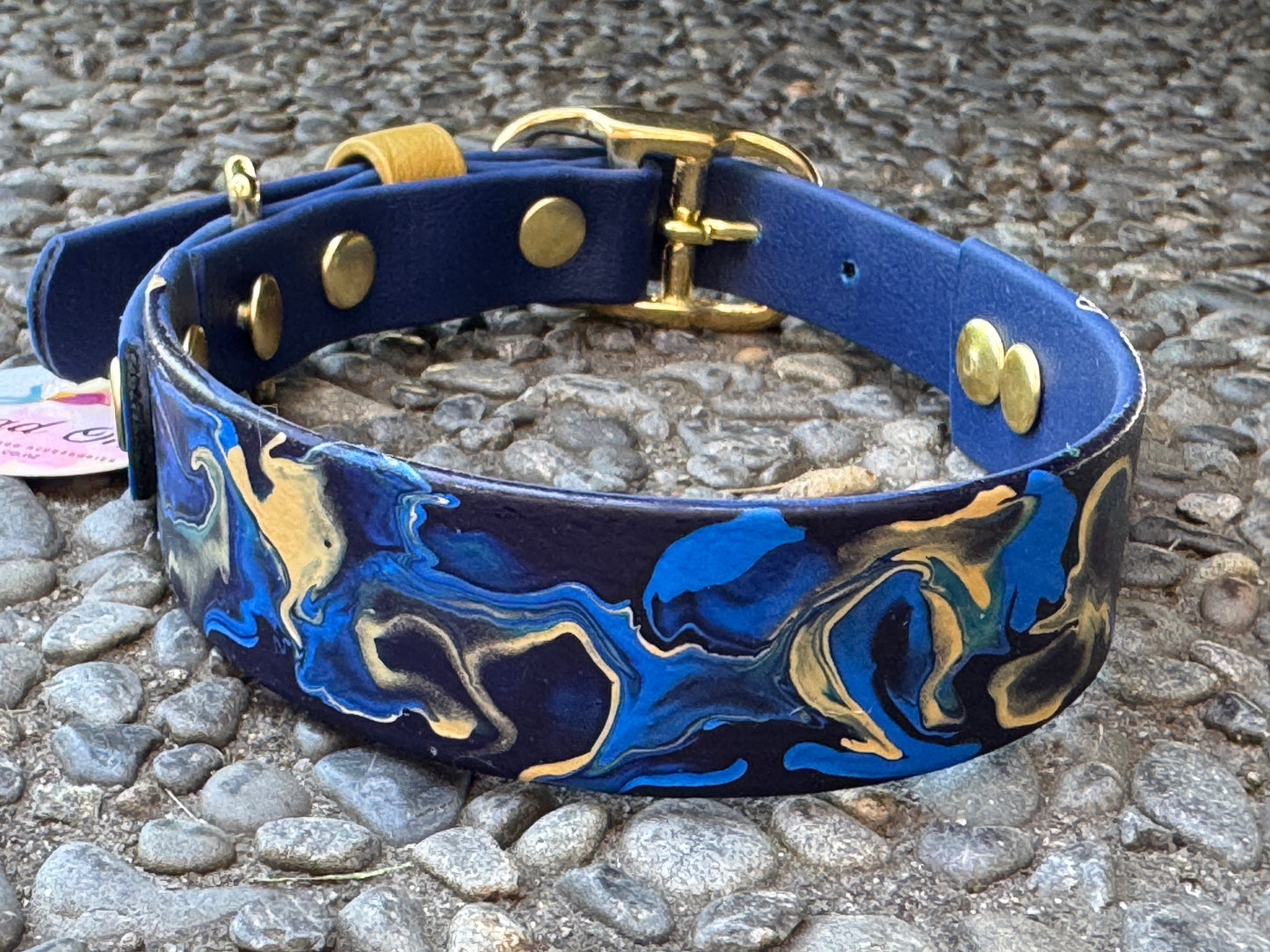Pre-Made Medium Marbled Painted BioThane Collars