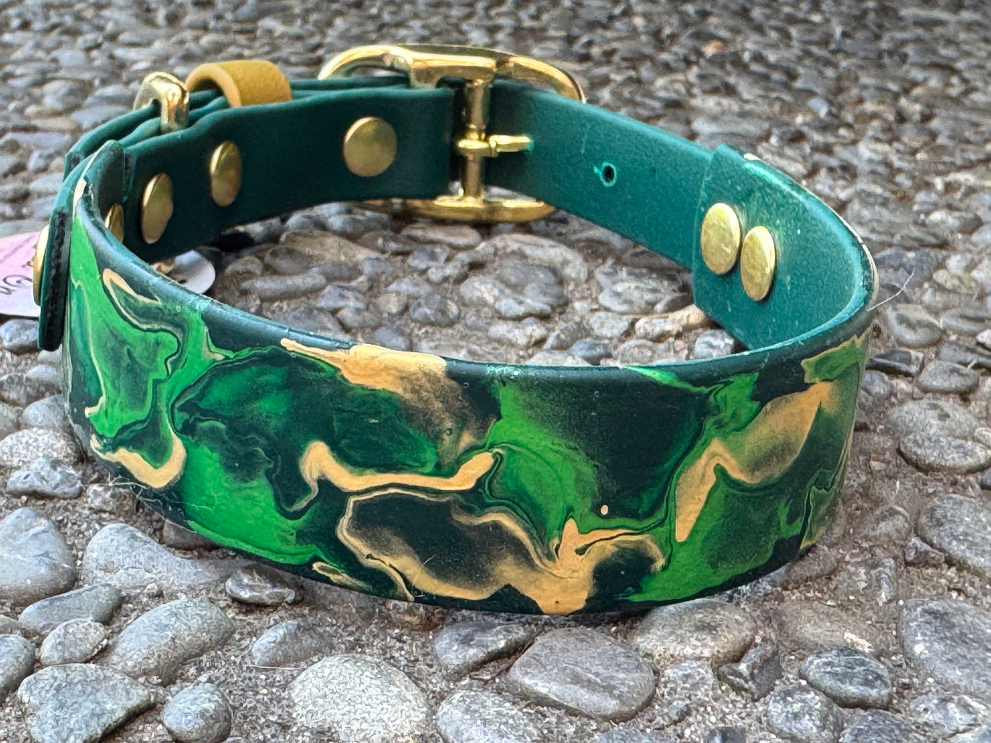 Pre-Made Medium Marbled Painted BioThane Collars