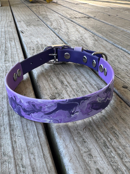 Pre-Made Small Marbled Painted BioThane Collar
