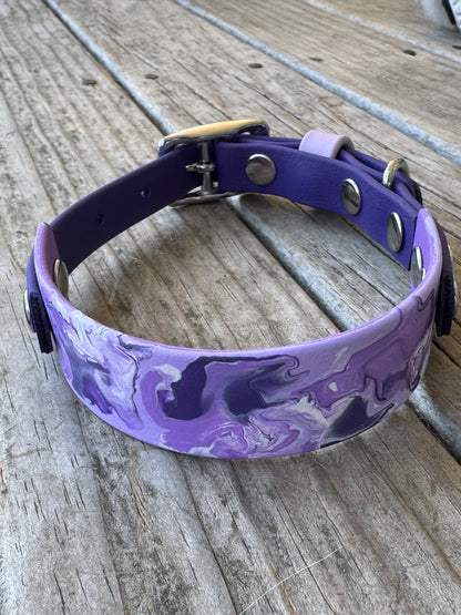 Pre-Made Medium Marbled Painted BioThane Collars