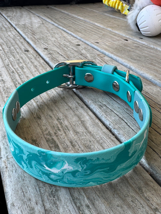 Pre-Made Medium Marbled Painted BioThane Collars