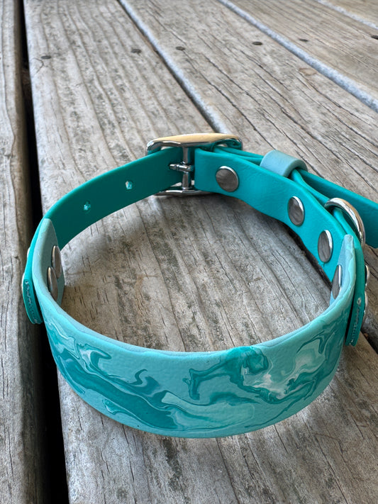 Pre-Made Small Marbled Painted BioThane Collar