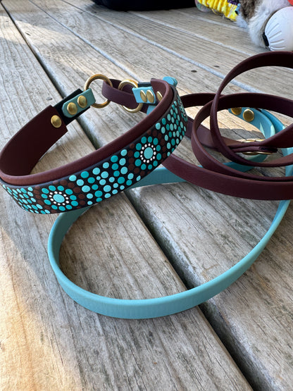 Pre-Made Mandala Pattern Martingale Lead - Hand-Painted BioThane