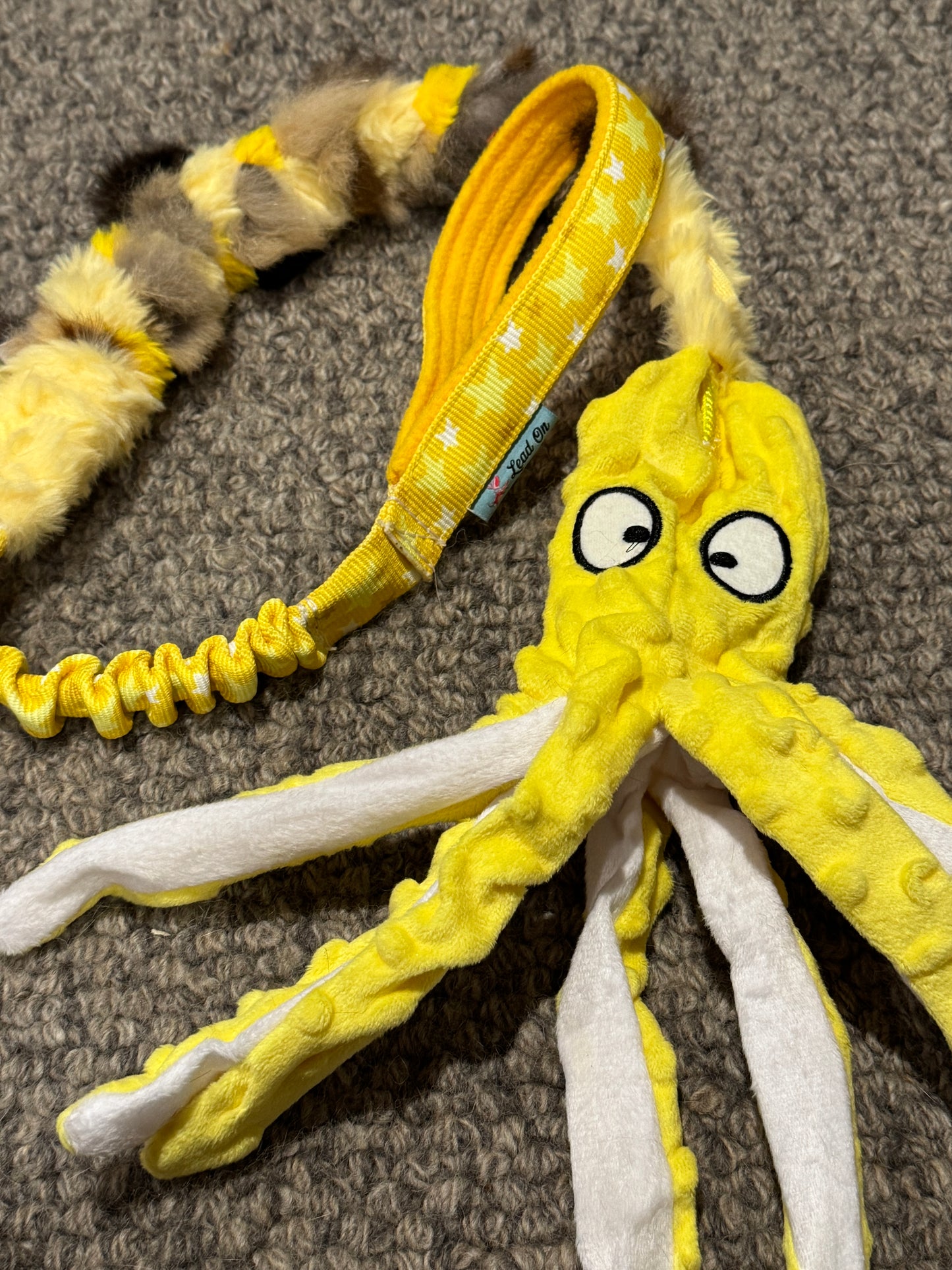 Plush Octopus with braided possum/plush & Bungee handle