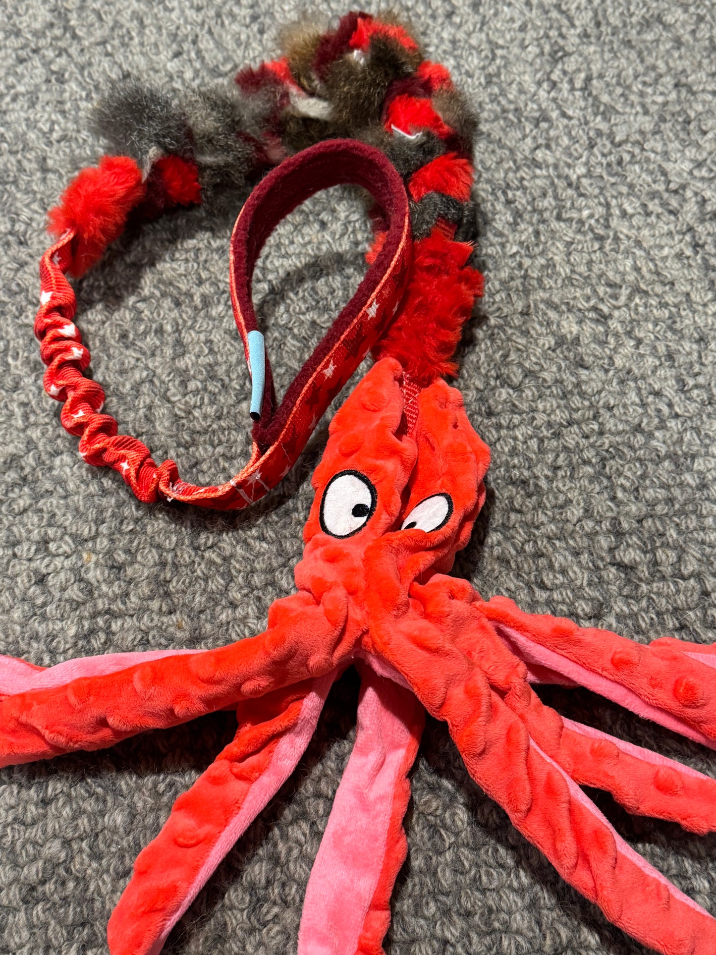 Plush Octopus with braided possum/plush & Bungee handle