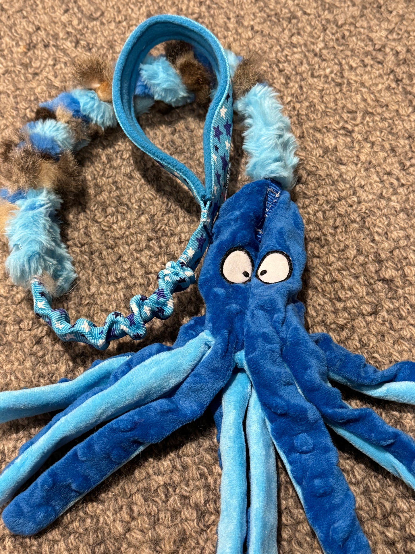 Plush Octopus with braided possum/plush & Bungee handle