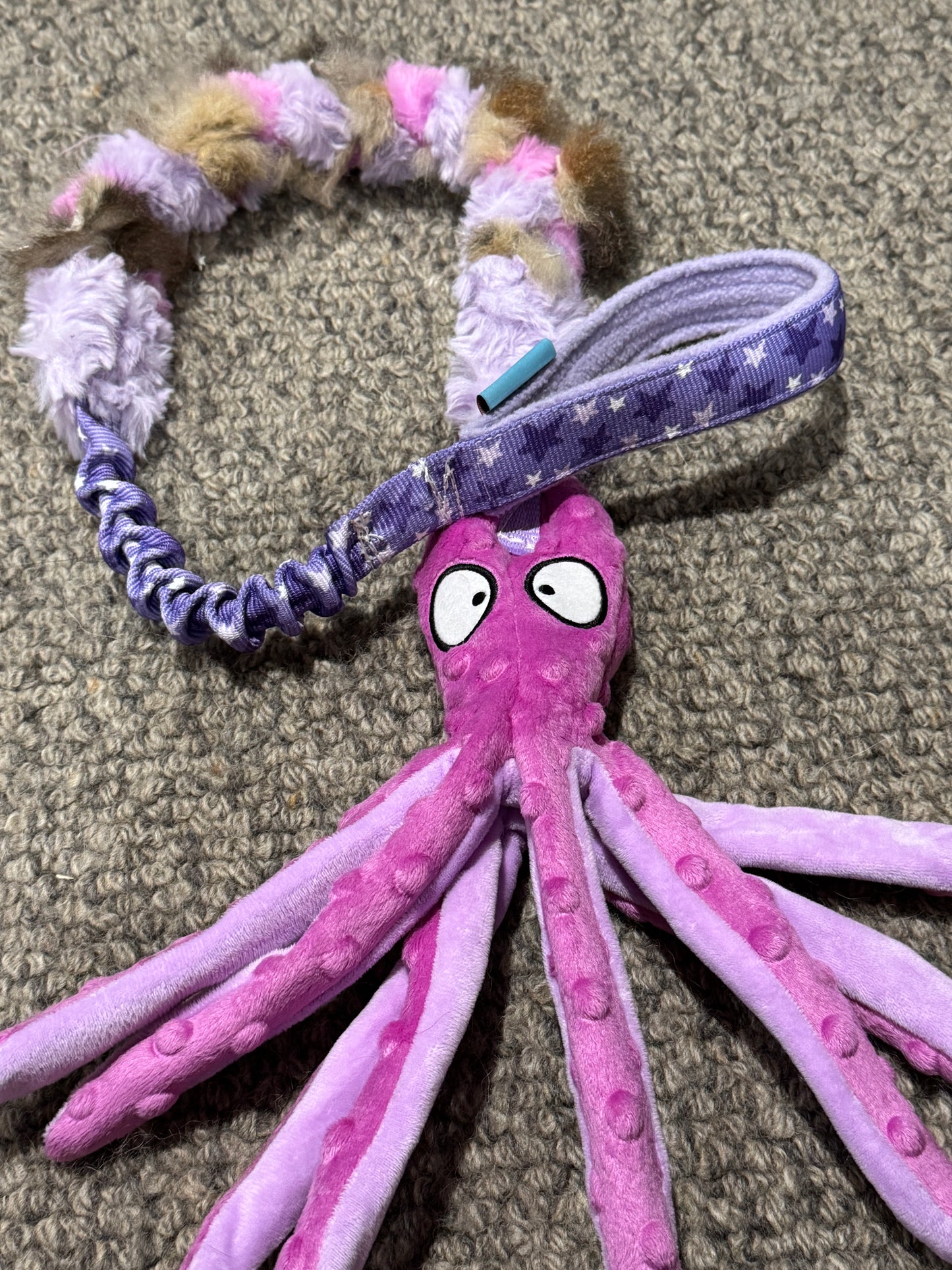 Plush Octopus with braided possum/plush & Bungee handle