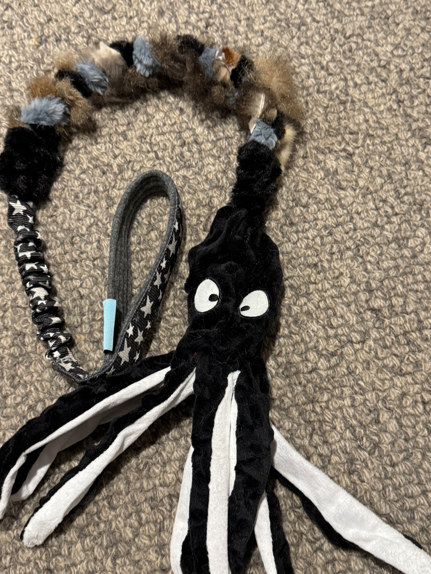 Plush Octopus with braided possum/plush & Bungee handle