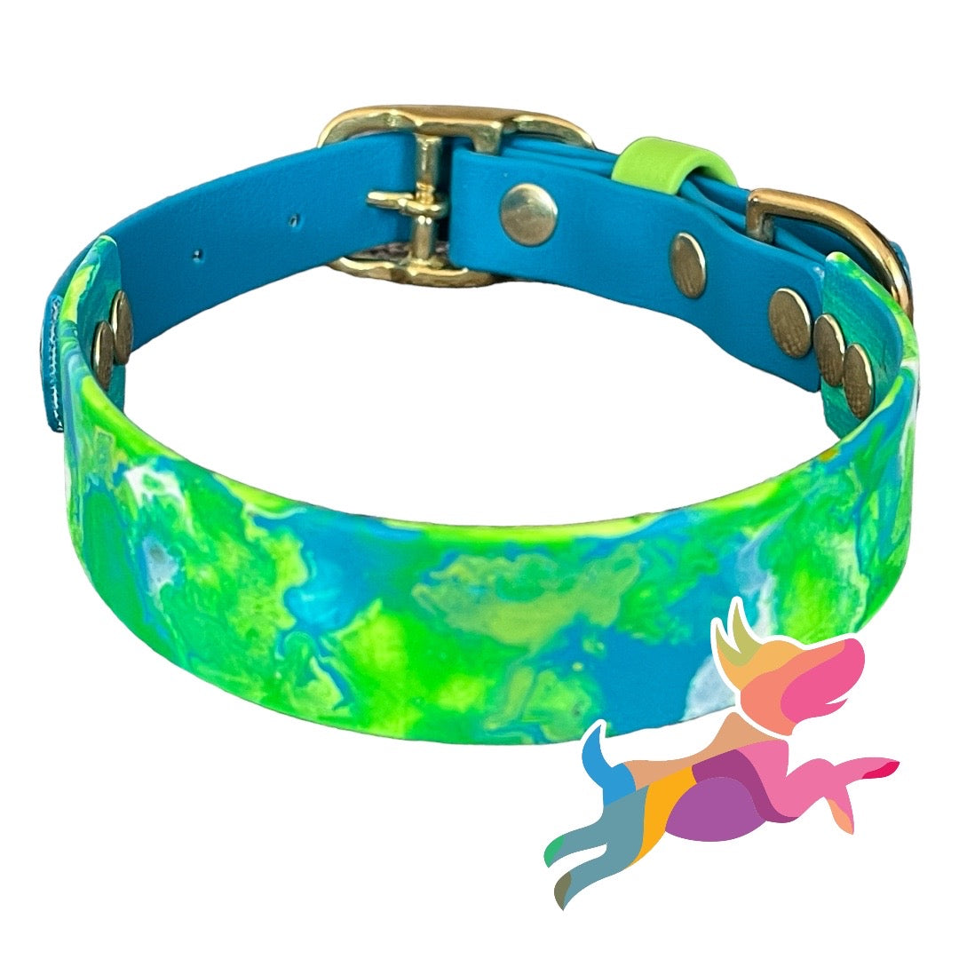 Pre-Made Medium Marbled Painted BioThane Collars